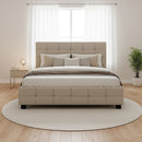 Linen Fabric Double Deluxe Bed Frame Beige-5