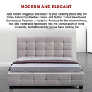 Linen Fabric Double Deluxe Bed Frame Beige-8