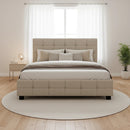 Linen Fabric Double Deluxe Bed Frame Beige-5