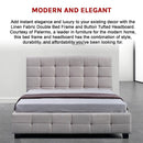 Linen Fabric Double Deluxe Bed Frame Beige-8