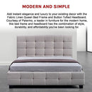 Linen Fabric Queen Deluxe Bed Frame Beige-8