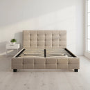 Linen Fabric Queen Deluxe Bed Frame Beige-7