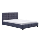 Linen Fabric Queen Deluxe Bed Frame Grey-2