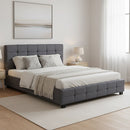 Linen Fabric Queen Deluxe Bed Frame Grey-5