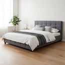 Linen Fabric Queen Deluxe Bed Frame Grey-7