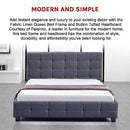 Linen Fabric Queen Deluxe Bed Frame Grey-8