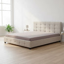 Linen Fabric King Deluxe Bed Frame Beige-1