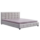 Linen Fabric King Deluxe Bed Frame Beige-2