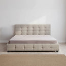 Linen Fabric King Deluxe Bed Frame Beige-5