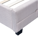 Linen Fabric King Deluxe Bed Frame Beige-6