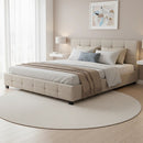 Linen Fabric King Deluxe Bed Frame Beige-7