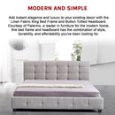 Linen Fabric King Deluxe Bed Frame Beige-9