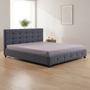 Linen Fabric King Deluxe Bed Frame Grey-2