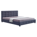 Linen Fabric King Deluxe Bed Frame Grey-2