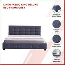 Linen Fabric King Deluxe Bed Frame Grey-4