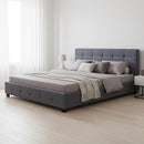 Linen Fabric King Deluxe Bed Frame Grey-7
