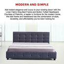 Linen Fabric King Deluxe Bed Frame Grey-9