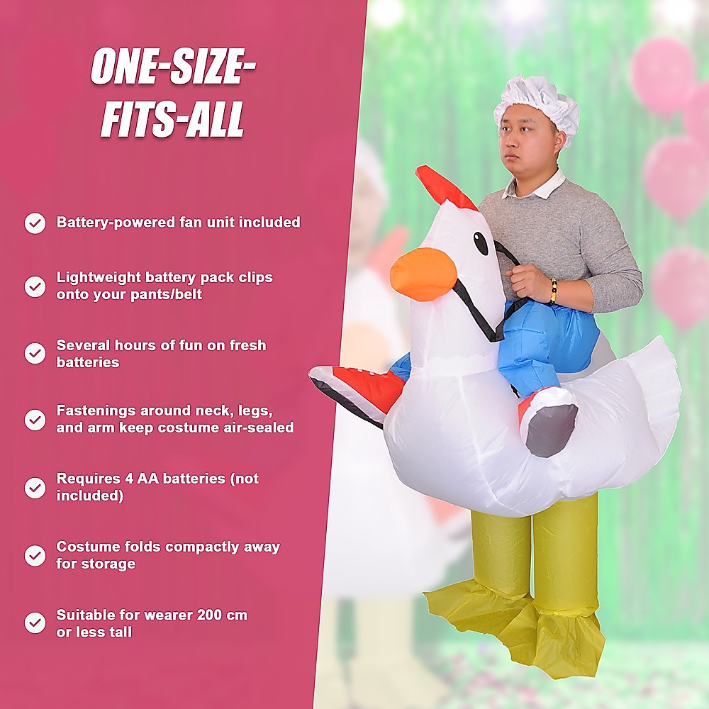 CHICKEN Fancy Dress Inflatable Suit - Fan Operated Costume