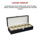 6 Slot Mens Watch Display Case Box Black PU Leather-8