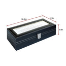 6 Slot Mens Watch Display Case Box Black PU Leather-9