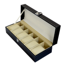 6 Slot Mens Watch Display Case Box Black PU Leather-4