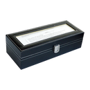 6 Slot Mens Watch Display Case Box Black PU Leather-5