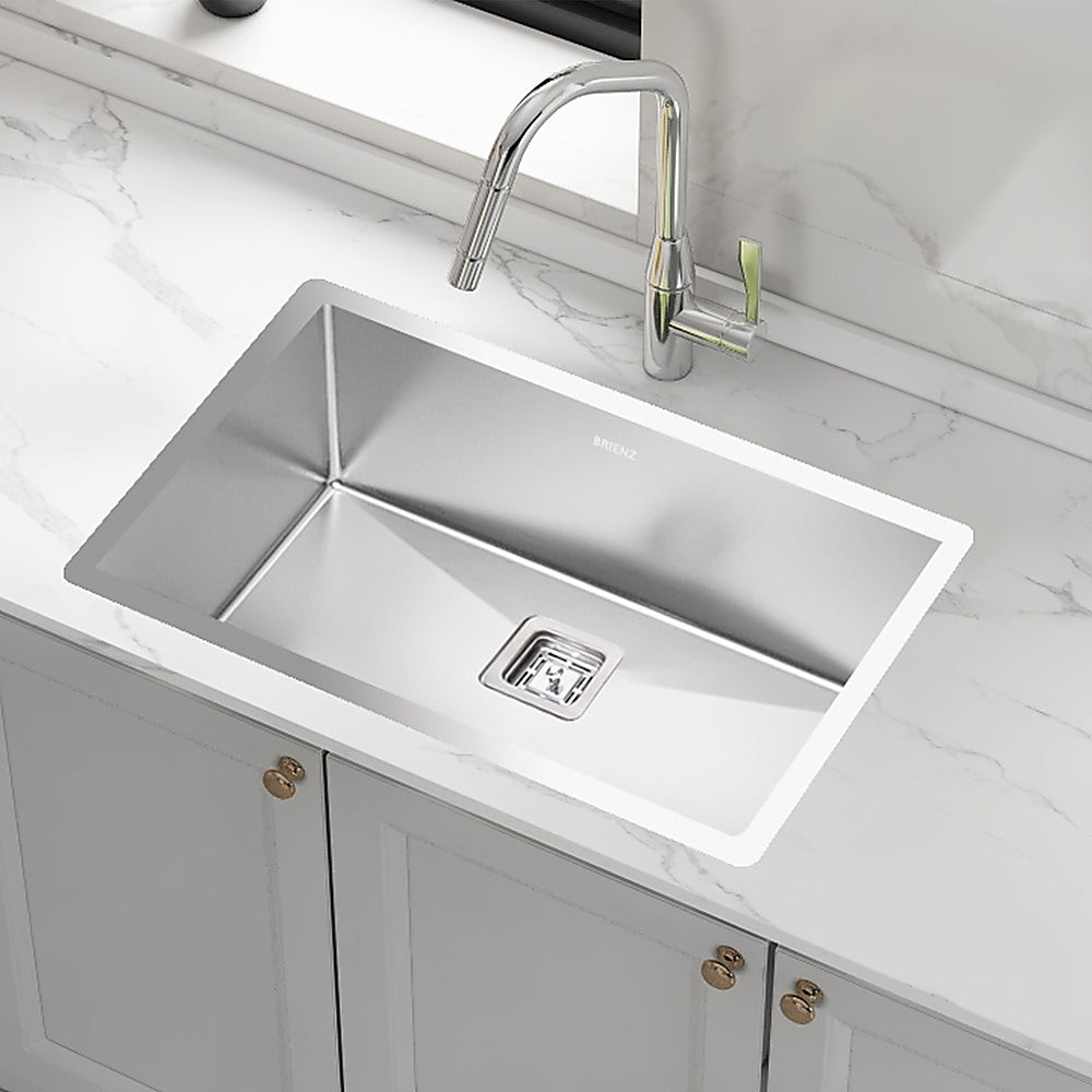 810x505mm Handmade 1.5mm Stainless Steel Undermount / Topmount Kitchen Sink with Square Waste - 0