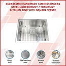 550x455mm Handmade 1.5mm Stainless Steel Kitchen Sink with Waste and Grid-5