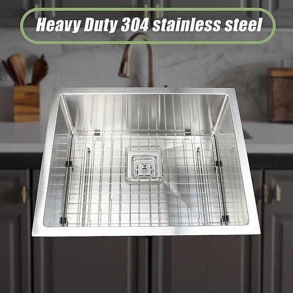 550x455mm Handmade 1.5mm Stainless Steel Kitchen Sink with Waste and Grid