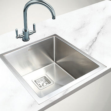430x455mm Handmade 1.5mm Stainless Steel Undermount / Topmount Kitchen Sink with Square Waste - 0