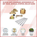 Sliding Gate Hardware Accessories Kit - 6m Track, Wheels, Stopper, Roller Guide-3
