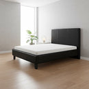 King Single PU Leather Bed Frame Black-2