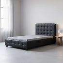 King Single PU Leather Deluxe Bed Frame Black-2