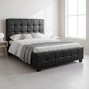 King Single PU Leather Deluxe Bed Frame Black-5