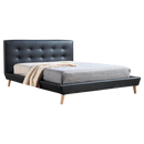 Double PU Leather Deluxe Bed Frame Black-2