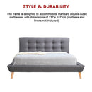 Double Linen Fabric Deluxe Bed Frame Grey-12