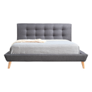 Double Linen Fabric Deluxe Bed Frame Grey-6