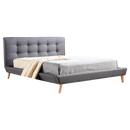 Queen Linen Fabric Deluxe Bed Frame Grey-2