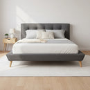 Queen Linen Fabric Deluxe Bed Frame Grey-5