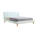 Queen PU Leather Deluxe Bed Frame White-1