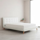 Queen PU Leather Deluxe Bed Frame White-2
