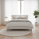 Queen PU Leather Deluxe Bed Frame White-5