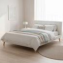 Queen PU Leather Deluxe Bed Frame White-7