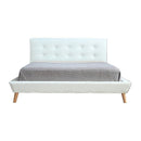 Queen PU Leather Deluxe Bed Frame White-8
