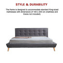 King Linen Fabric Deluxe Bed Frame Grey-13