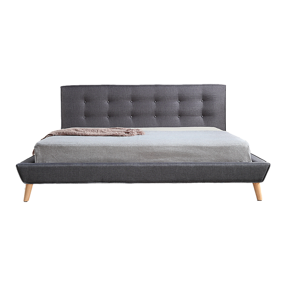 King Linen Fabric Deluxe Bed Frame Grey
