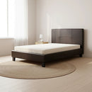 King Single PU Leather Bed Frame Brown-1