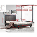 King Single PU Leather Bed Frame Brown-10