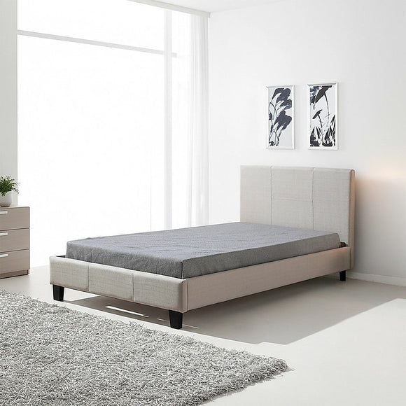 King Single Linen Fabric Bed Frame Beige
