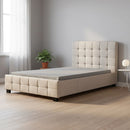 King Single Linen Fabric Deluxe Bed Frame Beige-1